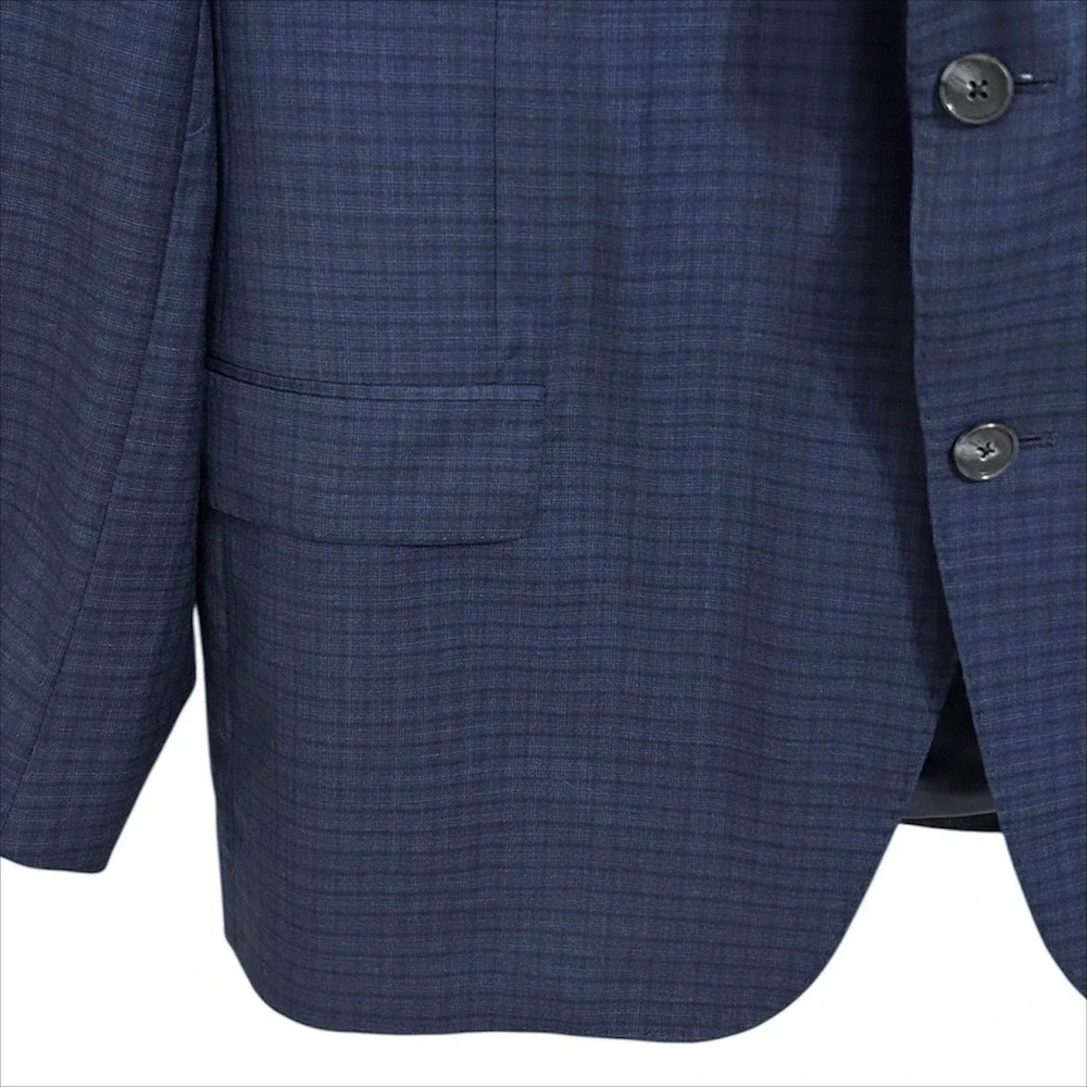 Hickey Freeman Blazer 46R Blue Check Plaid Super 140 Wool Carlo Barbera SML FLAW